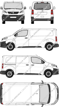 Peugeot Expert, van/transporter, Standard, rear window, Rear Flap, 1 Sliding Door (2016)