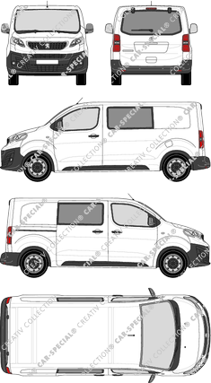 Peugeot Expert, van/transporter, Standard, rear window, double cab, Rear Flap, 1 Sliding Door (2016)