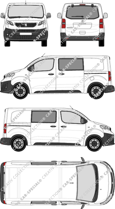 Peugeot Expert, van/transporter, Standard, rear window, double cab, Rear Flap, 2 Sliding Doors (2016)