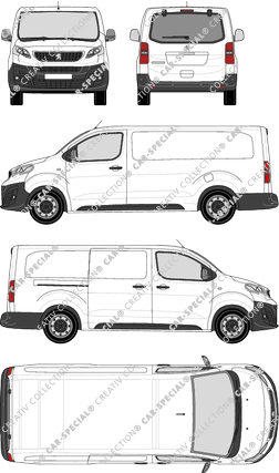 Peugeot Expert, van/transporter, long, rear window, Rear Flap, 1 Sliding Door (2016)