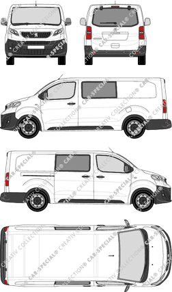 Peugeot Expert, van/transporter, long, rear window, double cab, Rear Flap, 1 Sliding Door (2016)