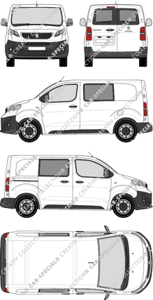 Peugeot Expert, furgone, Compact, vitre arrière, Doppelkabine, Rear Wing Doors, 1 Sliding Door (2016)