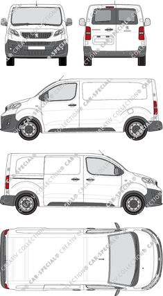 Peugeot Expert, van/transporter, Standard, rear window, Rear Wing Doors, 1 Sliding Door (2016)