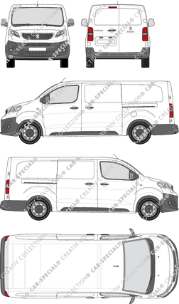 Peugeot Expert, furgone, lang, Rear Wing Doors, 2 Sliding Doors (2016)