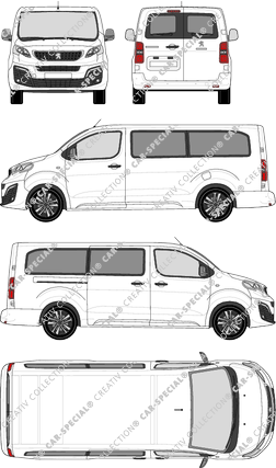 Peugeot Traveller, minibus, L3 lang, Rear Wing Doors, 1 Sliding Door (2016)