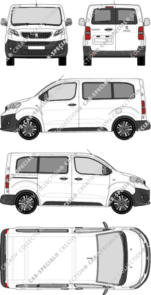 Peugeot Expert, minibus, Compact, Rear Wing Doors, 1 Sliding Door (2016)