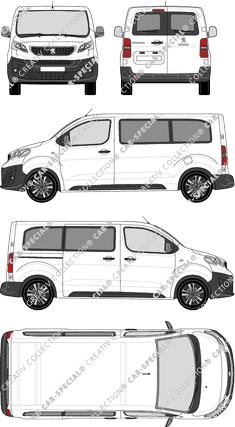 Peugeot Expert, camionnette, Standard, Rear Wing Doors, 1 Sliding Door (2016)