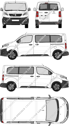 Peugeot Expert, minibus, Standard, Rear Wing Doors, 2 Sliding Doors (2016)