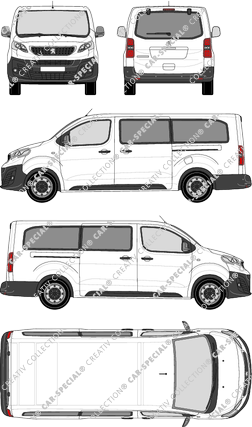 Peugeot Expert, minibus, long, Rear Flap, 2 Sliding Doors (2016)