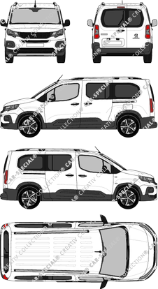 Peugeot Rifter, furgone, L2, Rear Wing Doors, 2 Sliding Doors (2018)