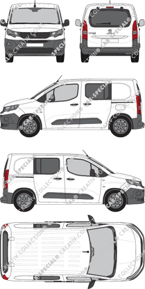 Peugeot Partner, van/transporter, L1, rear window, double cab, Rear Flap, 2 Sliding Doors (2018)