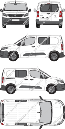 Peugeot Partner, van/transporter, L1, rear window, double cab, Rear Wing Doors, 1 Sliding Door (2018)
