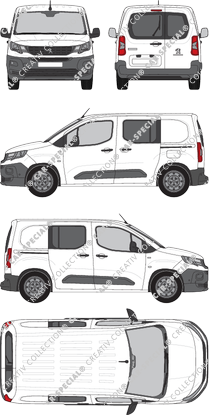 Peugeot Partner, furgone, L1, vitre arrière, Doppelkabine, Rear Wing Doors, 2 Sliding Doors (2018)