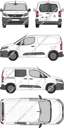 Peugeot Partner, van/transporter, L1, Heck verglast, rechts teilverglast, Rear Wing Doors, 1 Sliding Door (2018)