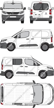 Peugeot Partner, furgone, L1, Heck verglast, rechts teilverglast, Rear Wing Doors, 2 Sliding Doors (2018)