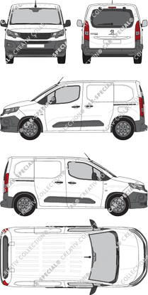 Peugeot Partner, van/transporter, L1, rear window, Rear Flap, 2 Sliding Doors (2018)