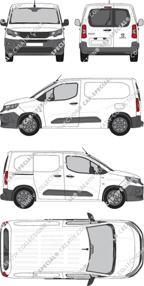 Peugeot Partner, van/transporter, L1, rear window, Rear Wing Doors, 1 Sliding Door (2018)