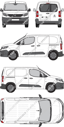 Peugeot Partner, van/transporter, L1, rear window, Rear Wing Doors, 2 Sliding Doors (2018)