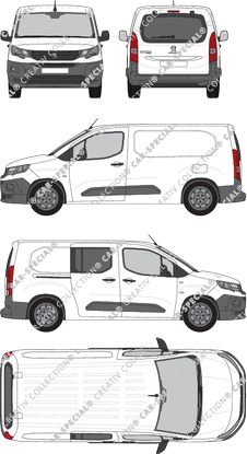 Peugeot Partner, van/transporter, L2, Heck verglast, rechts teilverglast, Rear Flap, 1 Sliding Door (2018)