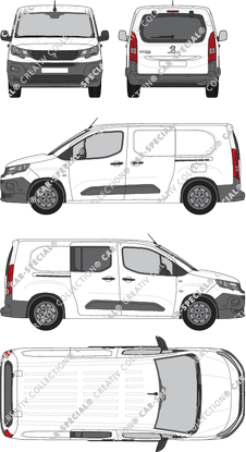 Peugeot Partner, furgone, L2, Heck verglast, rechts teilverglast, Rear Flap, 2 Sliding Doors (2018)