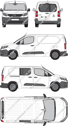 Peugeot Partner, furgone, L2, Heck verglast, rechts teilverglast, Rear Wing Doors, 1 Sliding Door (2018)