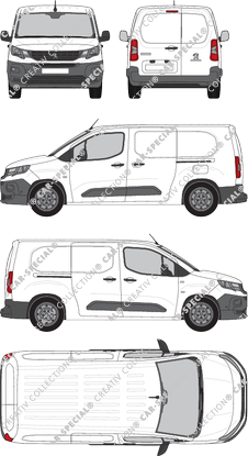 Peugeot Partner, furgone, L2, Rear Wing Doors, 2 Sliding Doors (2018)