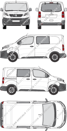 Peugeot e-Expert, fourgon, compact, Heck verglast, double cabine, Rear Flap, 1 Sliding Door (2020)