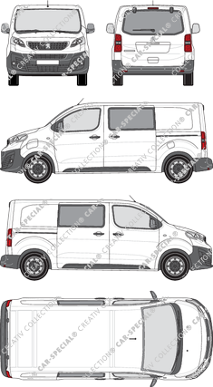 Peugeot e-Expert, Kastenwagen, Standard, Heck verglast, Doppelkabine, Rear Flap, 2 Sliding Doors (2020)
