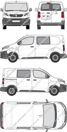 Peugeot e-Expert, furgón, compacto, ventana de parte trasera, cabina doble, Rear Wing Doors, 1 Sliding Door (2020)