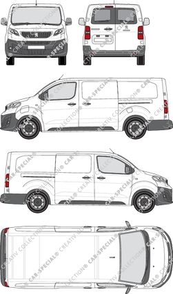 Peugeot e-Expert, furgón, largo, ventana de parte trasera, Rear Wing Doors, 2 Sliding Doors (2020)