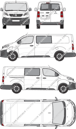 Peugeot e-Expert, van/transporter, long, rear window, double cab, Rear Wing Doors, 1 Sliding Door (2020)