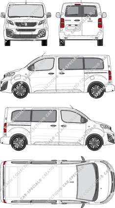 Peugeot e-Traveller, camionnette, L2 Standard, Rear Wing Doors, 2 Sliding Doors (2020)