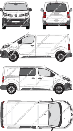 Peugeot e-Expert, Kastenwagen, L2 Standard, teilverglast rechts, Rear Flap, 1 Sliding Door (2024)