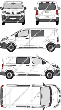 Peugeot e-Expert, Kastenwagen, L2 Standard, Heck verglast, Doppelkabine, Rear Flap, 1 Sliding Door (2024)