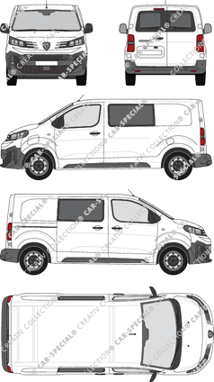 Peugeot e-Expert, van/transporter, L2 Standard, rear window, double cab, Rear Wing Doors, 1 Sliding Door (2024)