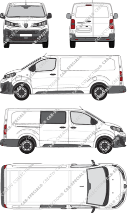 Peugeot e-Expert, Kastenwagen, L3 lang, teilverglast rechts, Heck vergl., Rear Wing Doors, 1 Sliding Door (2024)
