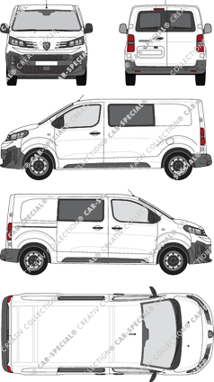 Peugeot Expert, van/transporter, L2 Standard, rear window, double cab, Rear Wing Doors, 1 Sliding Door (2024)