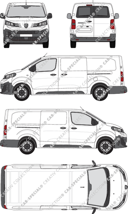 Peugeot Expert, Kastenwagen, L3 lang, Heck verglast, Rear Wing Doors, 2 Sliding Doors (2024)