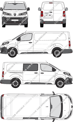 Peugeot Expert, van/transporter, L3 lang, teilverglast rechts, Heck vergl., Rear Wing Doors, 1 Sliding Door (2024)