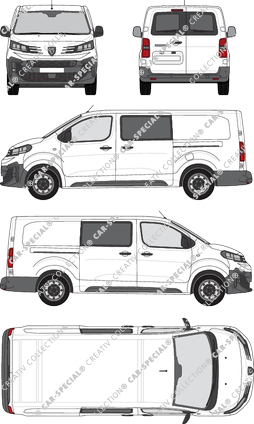 Peugeot Expert, van/transporter, L3 lang, rear window, double cab, Rear Wing Doors, 2 Sliding Doors (2024)