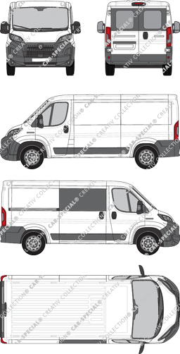 Peugeot Boxer, van/transporter, L2H1, teilverglast rechts, Heck vergl., Rear Wing Doors, 1 Sliding Door (2024)