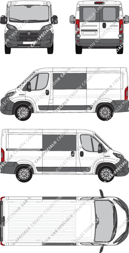 Peugeot Boxer, van/transporter, L2H1, rear window, double cab, Rear Wing Doors, 1 Sliding Door (2024)