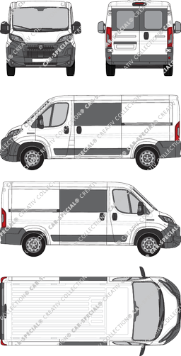 Peugeot Boxer, Kastenwagen, L2H1, Heck verglast, Doppelkabine, Rear Wing Doors, 2 Sliding Doors (2024)