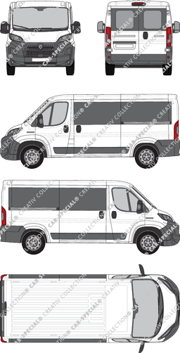 Peugeot Boxer, minibus, L2H1, Rear Wing Doors, 2 Sliding Doors (2024)