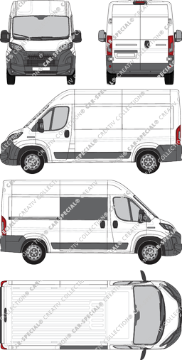 Peugeot Boxer, furgón, L2H2, teilverglast rechts, Rear Wing Doors, 1 Sliding Door (2024)