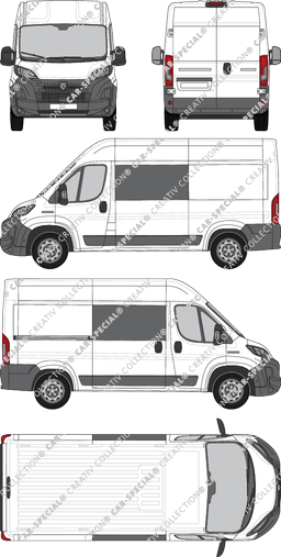 Peugeot Boxer, van/transporter, L2H2, double cab, Rear Wing Doors, 1 Sliding Door (2024)
