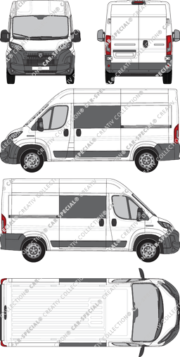 Peugeot Boxer, Kastenwagen, L2H2, Doppelkabine, Rear Wing Doors, 2 Sliding Doors (2024)