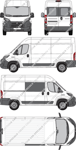 Peugeot Boxer, Kastenwagen, L2H2, teilverglast rechts, Heck vergl., Rear Wing Doors, 1 Sliding Door (2024)