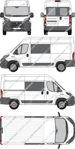 Peugeot Boxer, van/transporter, L2H2, rear window, double cab, Rear Wing Doors, 1 Sliding Door (2024)