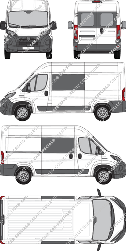 Peugeot Boxer, Kastenwagen, L2H2, Heck verglast, Doppelkabine, Rear Wing Doors, 1 Sliding Door (2024)